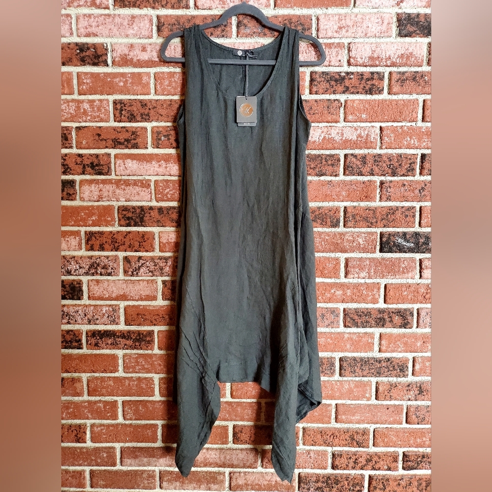 M Made In Italy Grey Linen Dress